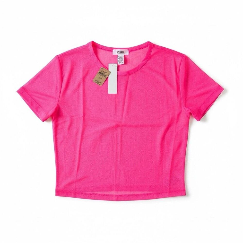 Victoria's Secret Hot Pink Transparent Sheer Mesh Top Vibrant Neon XS Club Wear